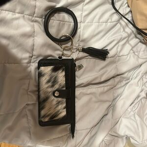 Cowhide wallet wristlet
